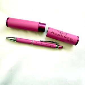 Pink pen and case Bible memory verse May the Lord bless you and keep you